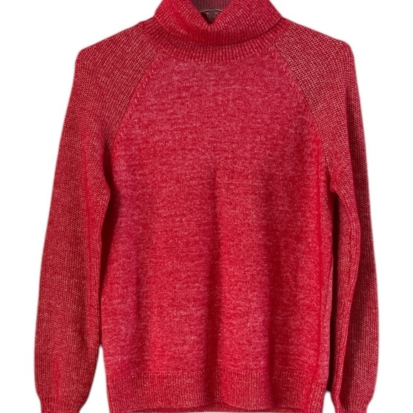 LOFT Red Turtleneck Sweater with Long Dolman Sleeves and Relaxed Fit Size M - Picture 1 of 12